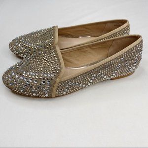 Gianni Bini Loafers Rhinestone Tan Sparkle Pointed